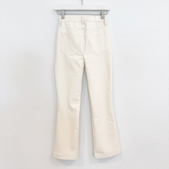 7 For All Mankind Faux Leather Kick Flare Pants Office Business Work Cream 23 - Picture 11 of 12